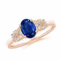 ANGARA Vintage Style Oval Sapphire Ring with Diamonds for Women in 14K Gold - £1,537.53 GBP