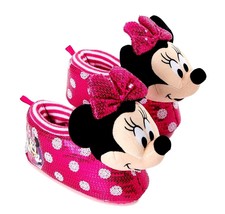MINNIE MOUSE DISNEY Plush Rubber Bottom Slippers Toddler&#39;s Size 7-8 or 9... - $17.99