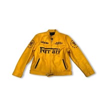 Yellow Ferrari Racing Leather Jacket, Men&#39;s Motorcycle Nascar Jacket - $139.99