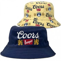 Coors Banquet Beer Brand and All Over Logos Reversible Text Bucket Hat M... - $34.98
