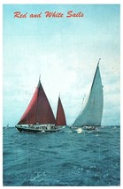 Rot und Weiß Sails Blau Horizon Postkarte Ontario Kanada Verschickt 1965 - £18.73 GBP