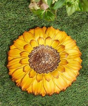 Sunflower Wall Plaque Stepping Stone 9" Round With Cement Yellow Flower Hanging image 2