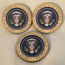 6 WHITE HOUSE MAGNET WOOD SEAL of PRESIDENT E PLURIBUS UNUM EAGLE SAR DA... - $21.77