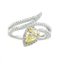 Real 1.15ct Natural Fancy Yellow Diamonds Engagement Ring 18K Solid Gold Pear - £1,651.75 GBP