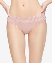 Calvin Klein Womens Striped Waist Thong Underwear,Fresh Pink,Medium - $13.86