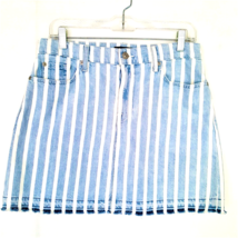7 For All Mankind Skirt Juniors 32 in Waist Denim Distressed Hem Cotton Striped - £13.52 GBP