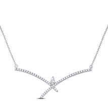 10kt White Gold Womens Pear Diamond Modern Fashion Necklace 1/4 Cttw - £371.55 GBP