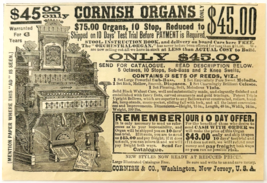 1886 Cornish Reed Organ Advertisement Victorian Musical Instrument DWKK27G - $28.01 CAD