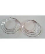SILVER PLATED QUADRUPLE HOOP EARRINGS - $12.30 CAD