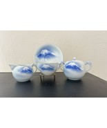 Vtg Japanese Fukagawa Porcelain Blue White Mt Fuji Sugar Creamer Teacup ... - $157.37 CAD