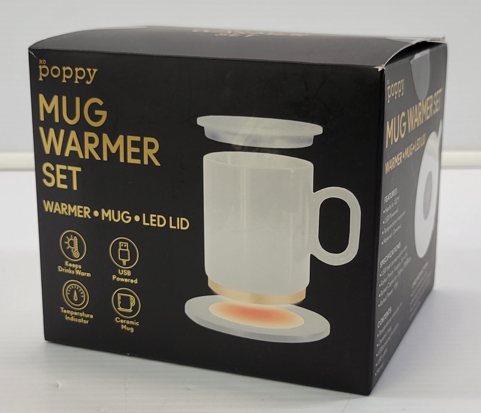 *D) XO Poppy White Ceramic Mug Warmer Set USB Power - £11.06 GBP