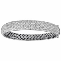 Diamond Domed Bangle 14K White Gold Fn Ladies Round Cut Pave Bracelet 6.75 Ctw. - £255.18 GBP