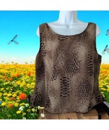 Womans Top Sag Harbor Brown Animal Sleeveless Rounded Neck Polyester Siz... - $276.11 MXN