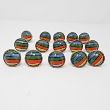 Rainbow Striped Ceramic &amp; Brushed Nickel Drawer Cabinet Pulls Knobs Lot of 15 - £14.80 GBP