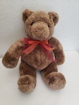 2002 Commonwealth Teddy Bear Plush Stuffed Animal Brown Red Ribbon Bow Vintage - $20.67