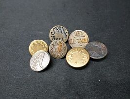 Lot of 7 Vintage Uniform Work Clothes Jeans Marked Labeled Buttons - $176.71 MXN