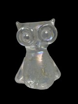 Vintage Art Glass Iridescent Clear Owl Bullicante Bubbles Pele’s Glass H... - £14.44 GBP