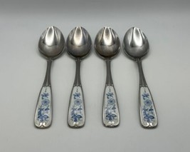 Set of 4 BLUE DANUBE Stainless Steel with China Insert Place / Dessert S... - $119.99