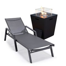 LeisureMod Modern Black Aluminum Outdoor Chaise Lounge Chair with Arms a... - $15,104.37 MXN