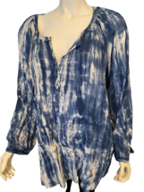 Beach Lunch Lounge Blue and White Tie-Dye Tunic Top, Women&#39;s Size 2X - £11.00 GBP