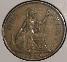 1948 British UK large Penny coin Peace Age 75 years old KM#845 sure Buy now yes. - £2.07 GBP