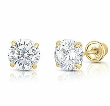 .66 ct. Genuine White Sapphire Stud Earrings in 10k Yellow Gold w/Screw Backs - $53.61