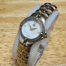 ESQ Movado Quartz Watch E5438 Women Dual Tone 32 Genuine Diamonds New Battery 6&quot; - £91.11 GBP