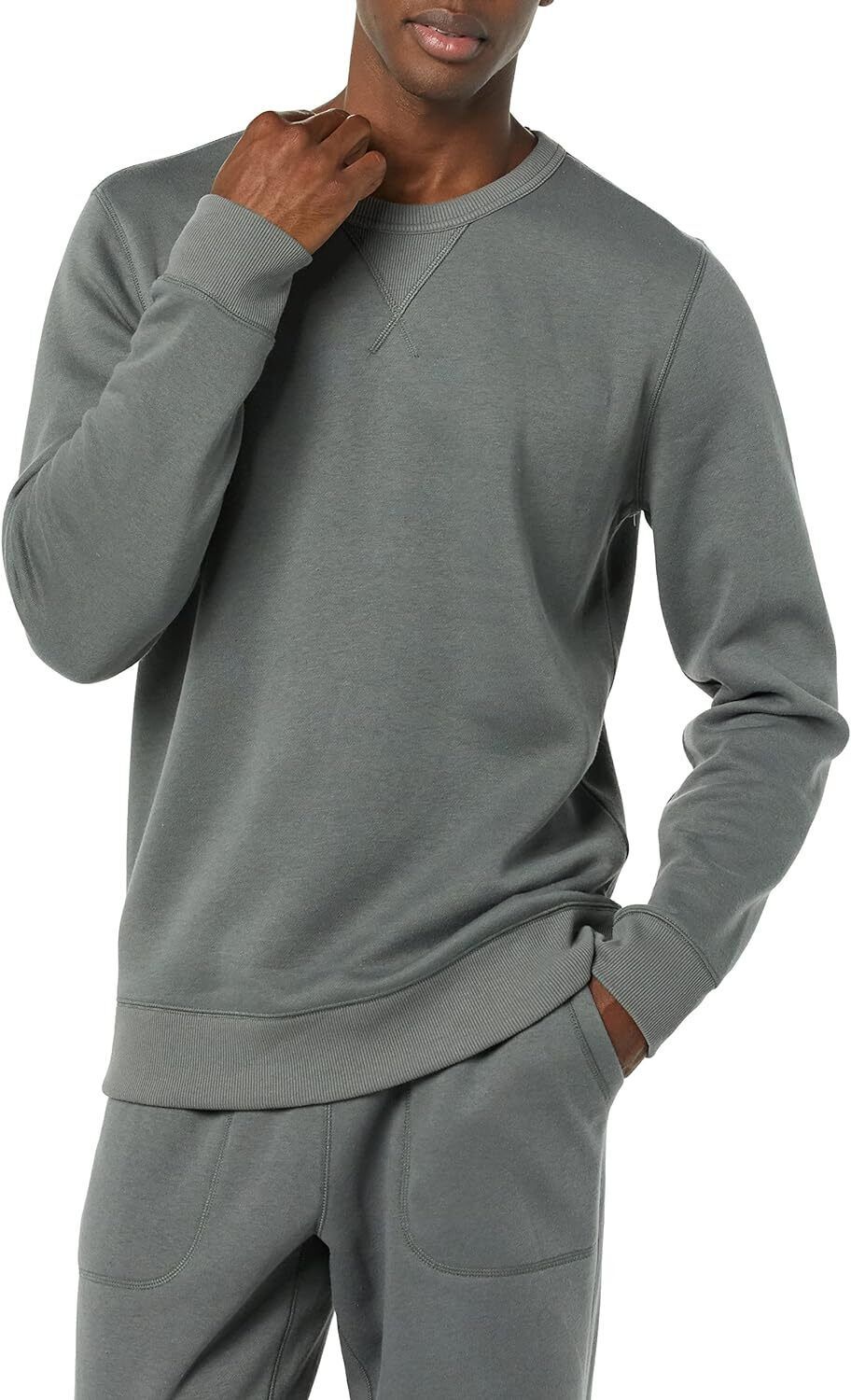 Goodthreads Men&#39;s Slate Gray Crewneck Washed Fleece Sweatshirt - Size: XLT - $5.67