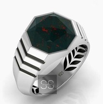 Anillo de sello de piedra de sangre hexagonal para hombre Anillo de sello... - £76.34 GBP