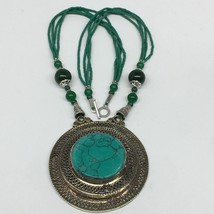 Turkmen Necklace Antique Afghan Tribal Turquoise Inlay Beaded ATS Necklace VS38 - £17.20 GBP