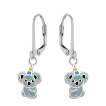 Koala 925 Silver Leverback Earrings - £15.06 GBP