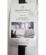 Thin Stripe Duvet &amp; Sham Set Sour Cream/Railroad Gray - Hearth &amp; Hand™Fu... - €32,38 EUR