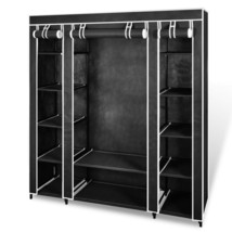 Fabric Wardrobe with Compartments and Rods 45x150x176 cm Black - £33.21 GBP