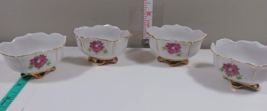 Vintage 4 Floral Ruffled Edge Nut Dish Finger Bowl, occupied japan good - $14.85