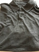 Men&#39;s Champion Duo Dry Medium Striped Black Short Sleeve Shirt Poly New 012-36 - £4.60 GBP