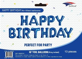 16&quot; Dark Blue Foil Balloons Happy Birthday Banner Decoration Events Party - £14.43 GBP