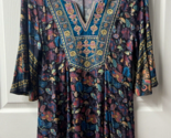 Soft Surroundings  Knit Top Womens Medium Multicolor Floral Beaded V Neck - $29.65