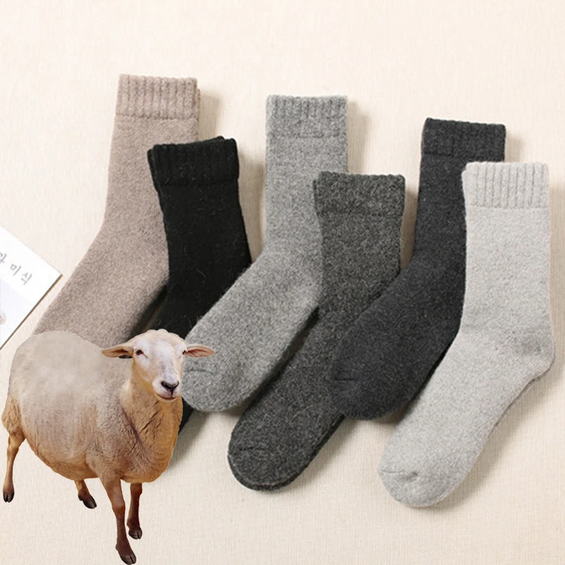 Sporting Winter Warm Merino Wool Male Men Socks Women Socks Super Thicker Solid  - £23.90 GBP