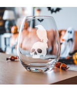 Spooky Raven Skull Etched Glasses - Wine, Champagne, Pint Glasses, Shot ... - $467.85 MXN+