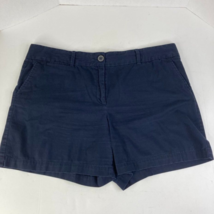 Ann Taylor Loft Womens Chino Shorts Size 16 Navy Blue Wide Waist Band Fl... - £10.09 GBP