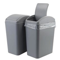 Swing Lid Garbage Bin Kitchen, 4 Gallon/ 16 L Grey Trash Can, 2 Packs - $67.99