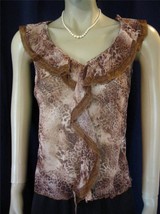 SINEQUANONE PARIS Chiffon Lace Top 38  S M NWT Animal Print Pebbles Cail... - $14.99