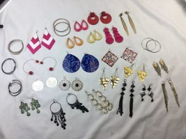 Misc Vintage Earrings Lot BIG 3&quot; 4&quot; COLORFUL Statement 25 Pairs 80s 90s - £23.73 GBP