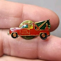 Vintage Red Enamel Tow Truck Wrecker Lapel Hat Pin Pinback Badge Tack Go... - £11.17 GBP