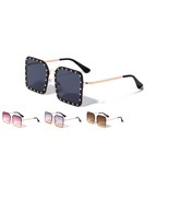WOMENS OVERSIZED SQUARE RIMLESS STUD SUNGLASSES RETRO FASHION DESIGNER O... - $279.17 MXN