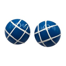 Button Dome Pierced Earrings Round Shaped Blue &amp; White Hand Painted On M... - £6.24 GBP