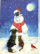 KMart Vintage Snowman Animal Cat Dog Bird Holiday Greeting Card 18 Cards... - $298.39 MXN