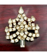 Vintage Rhinestone Christmas Tree Brooch Gold Tone Garland Holiday Pin 1... - $44.00