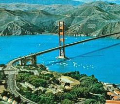 Golden Gate Bridge San Francisco CA Aerial View Presidio Toll Plaza Vtg Postcard - £14.83 GBP