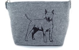Bullterrier, Felt, gray bag, Shoulder bag with dog, Handbag, Pouch, High... - $39.99